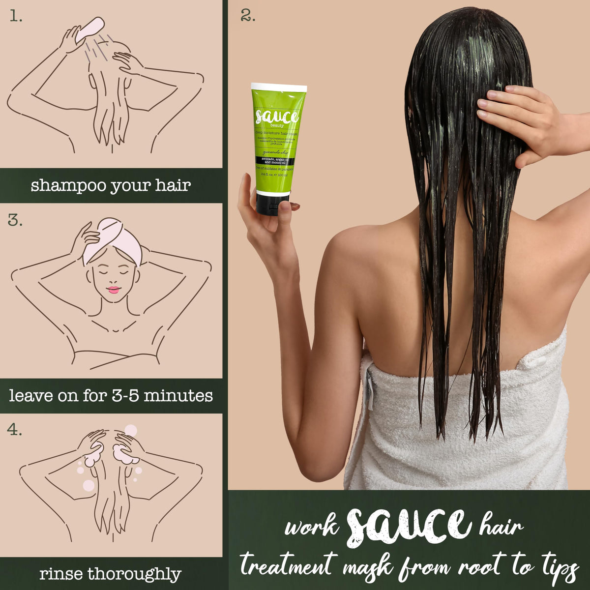SAUCE BEAUTY Deep Conditioning Hair Mask Guacamole Whip ingredients list