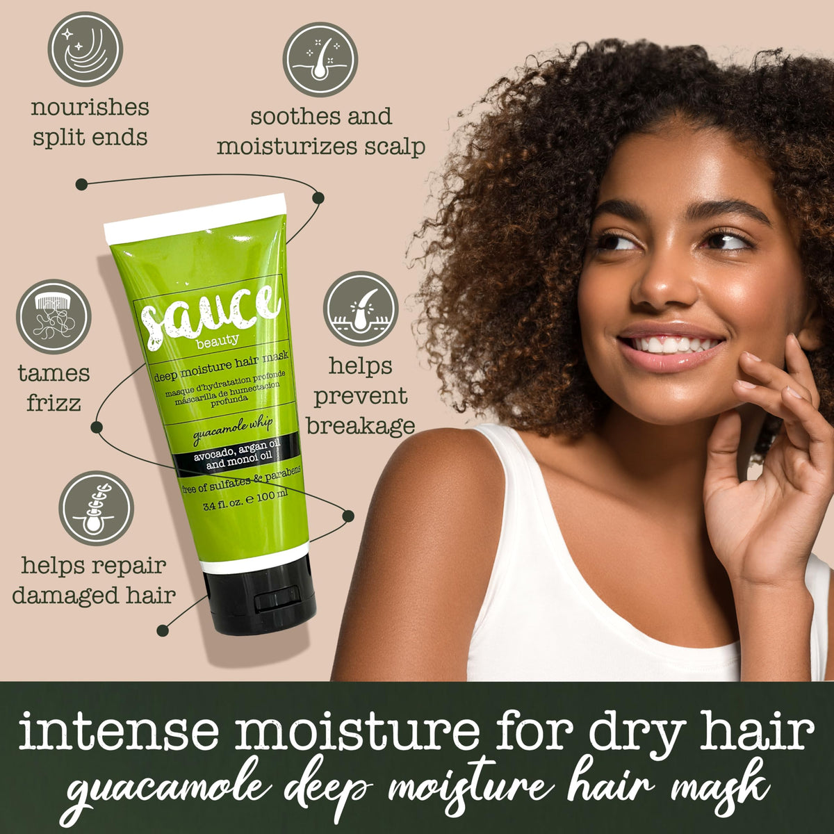 SAUCE BEAUTY Deep Conditioning Hair Mask Guacamole Whip packaging