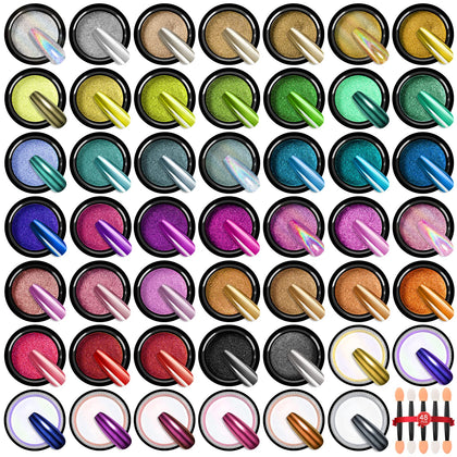 SAVILAND 48 colours mirror chrome nail powder set front view