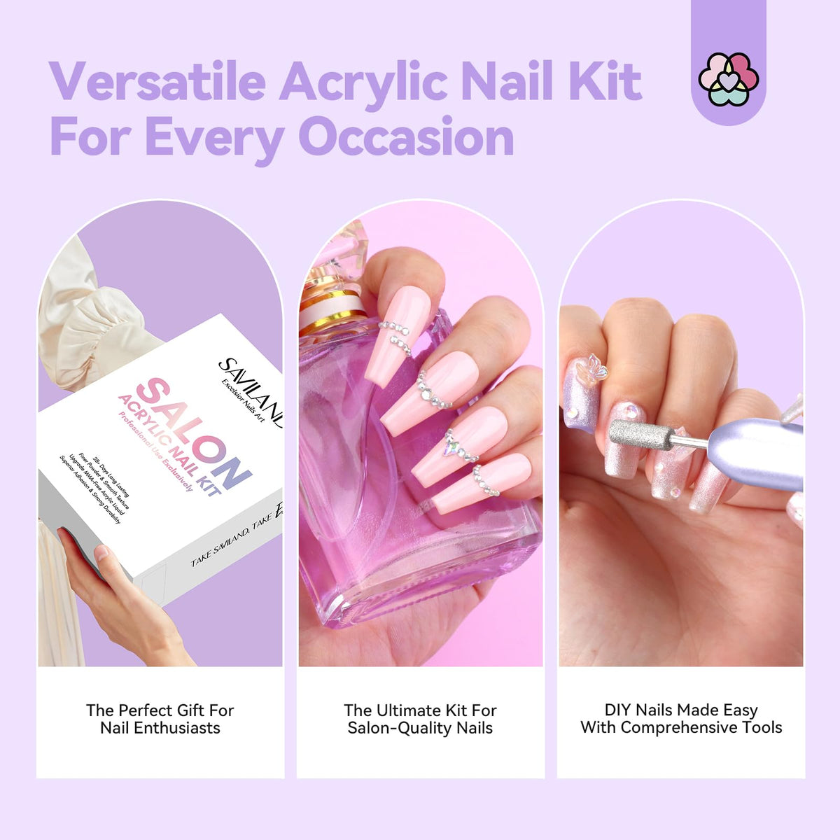 SAVILAND Acrylic Nail Kit in use for nail application