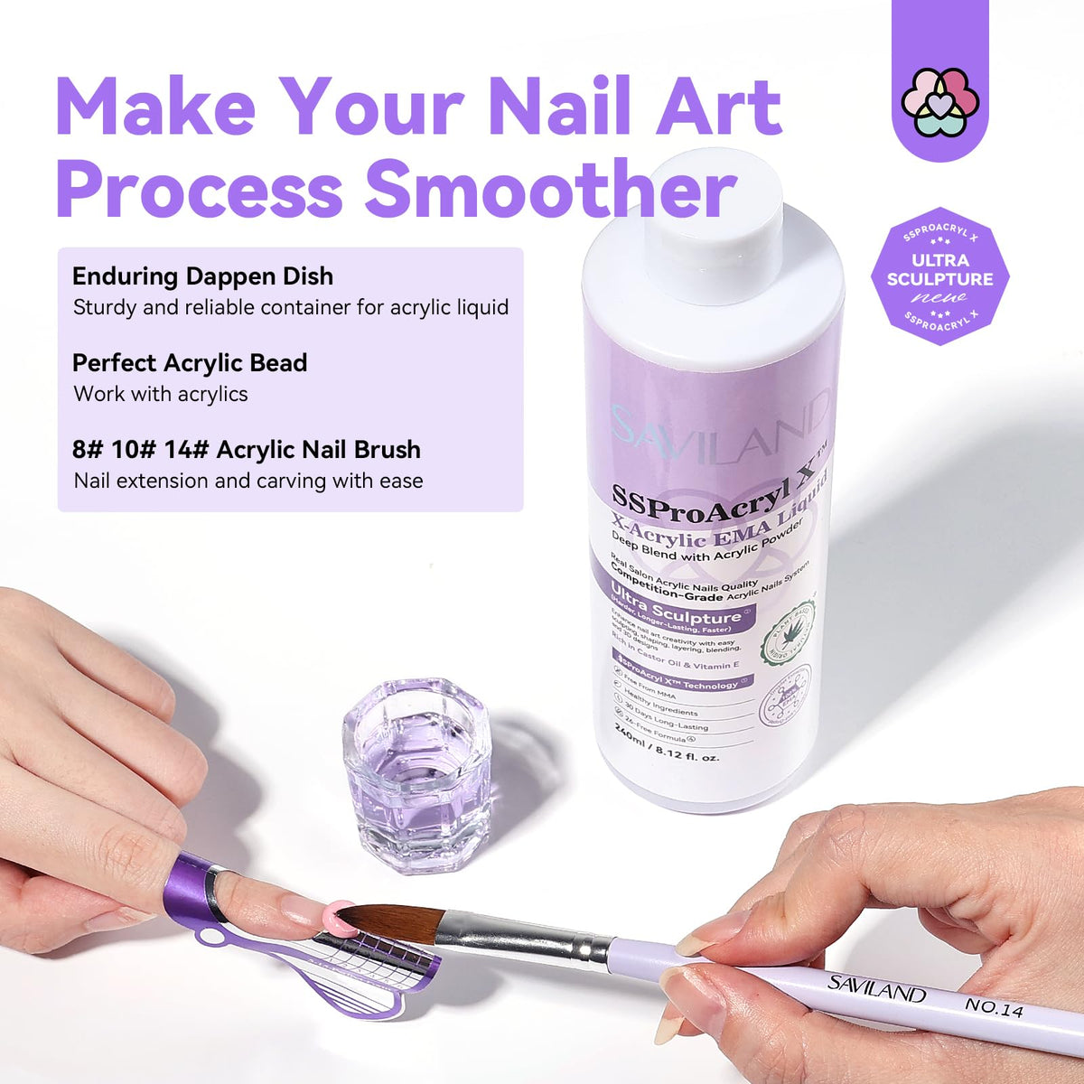 SAVILAND Acrylic Nail Kit with all components laid out