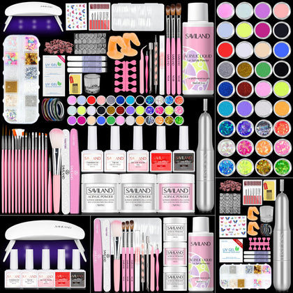 SAVILAND Acrylic Nail Kit with drill and UV light front view