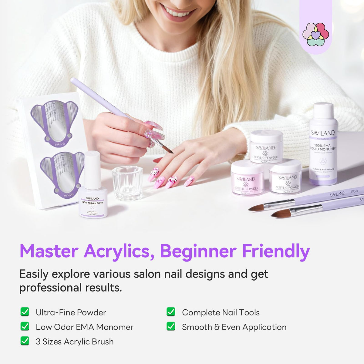 SAVILAND acrylic powder and gel polish in the kit