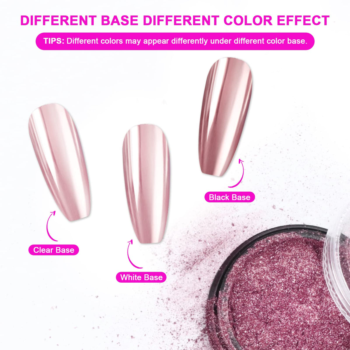 SAVILAND chrome powders in various colours arranged neatly