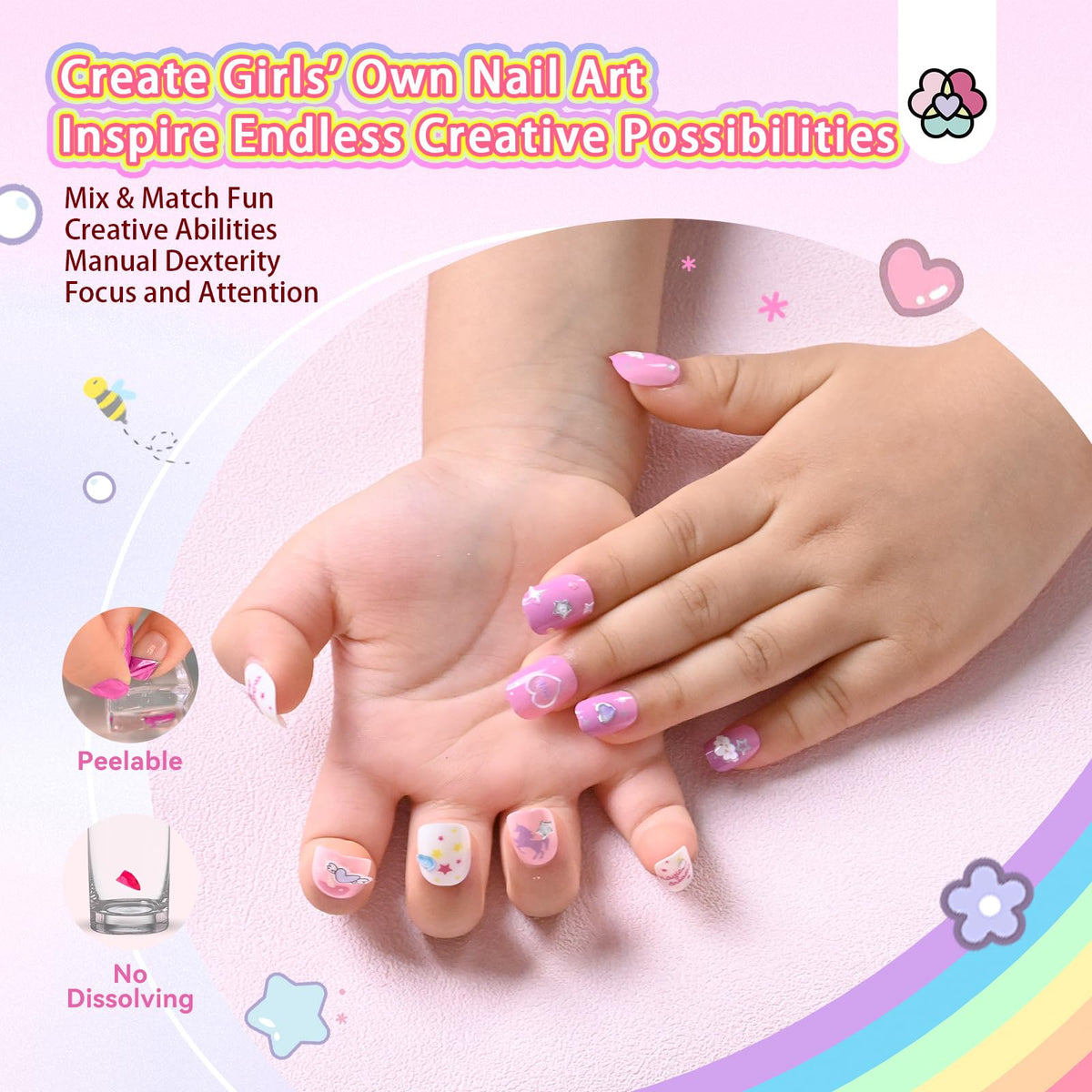 SAVILAND Creative Press on Nails in colourful designs for children