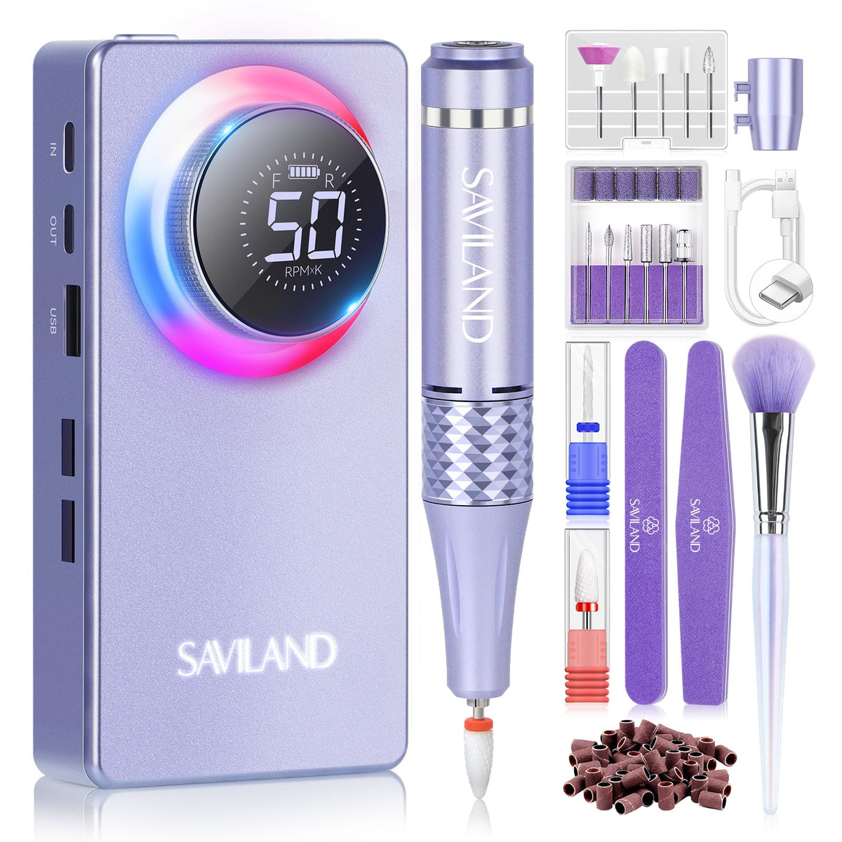 SAVILAND Electric Nail Drill front view with LCD display