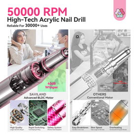 SAVILAND Electric Nail Drill in Black and Pink Ombre design