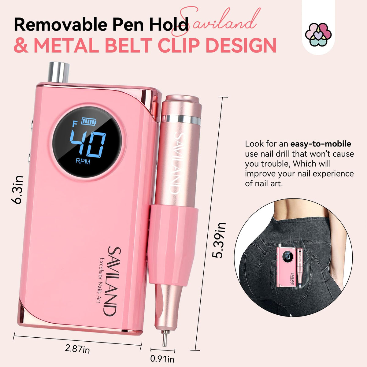 SAVILAND Electric Nail Drill in use during a manicure
