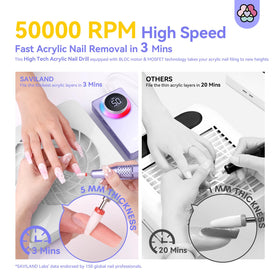 SAVILAND Electric Nail Drill in use on acrylic nails