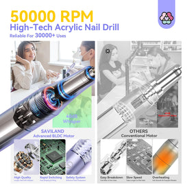 SAVILAND Electric Nail Drill showing battery status on LCD
