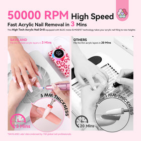 SAVILAND Electric Nail Drill with LCD screen displaying battery status