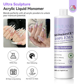 SAVILAND EMA Acrylic Liquid Monomer 16.91 oz with nail art supplies