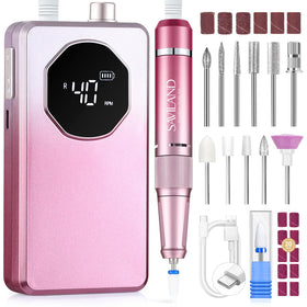 SAVILAND Fast Removal Nail Drill front view with pink-white gradient finish