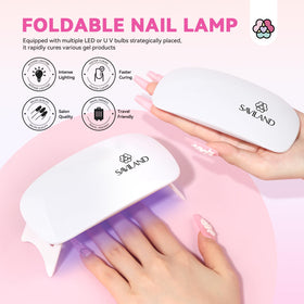 SAVILAND gel nail polish bottles in Pink, White, and Nude