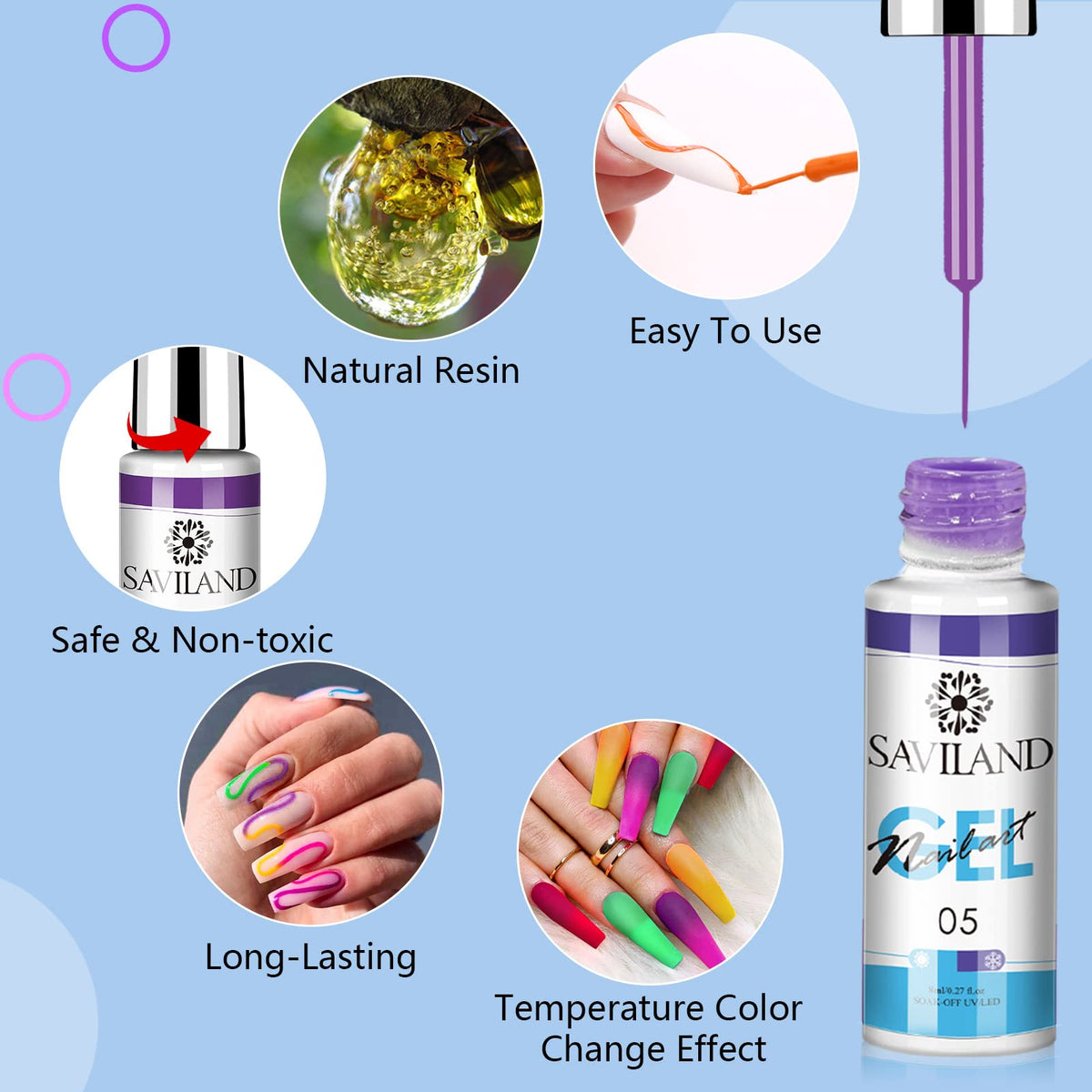 SAVILAND gel polish application on nails with two colour effects