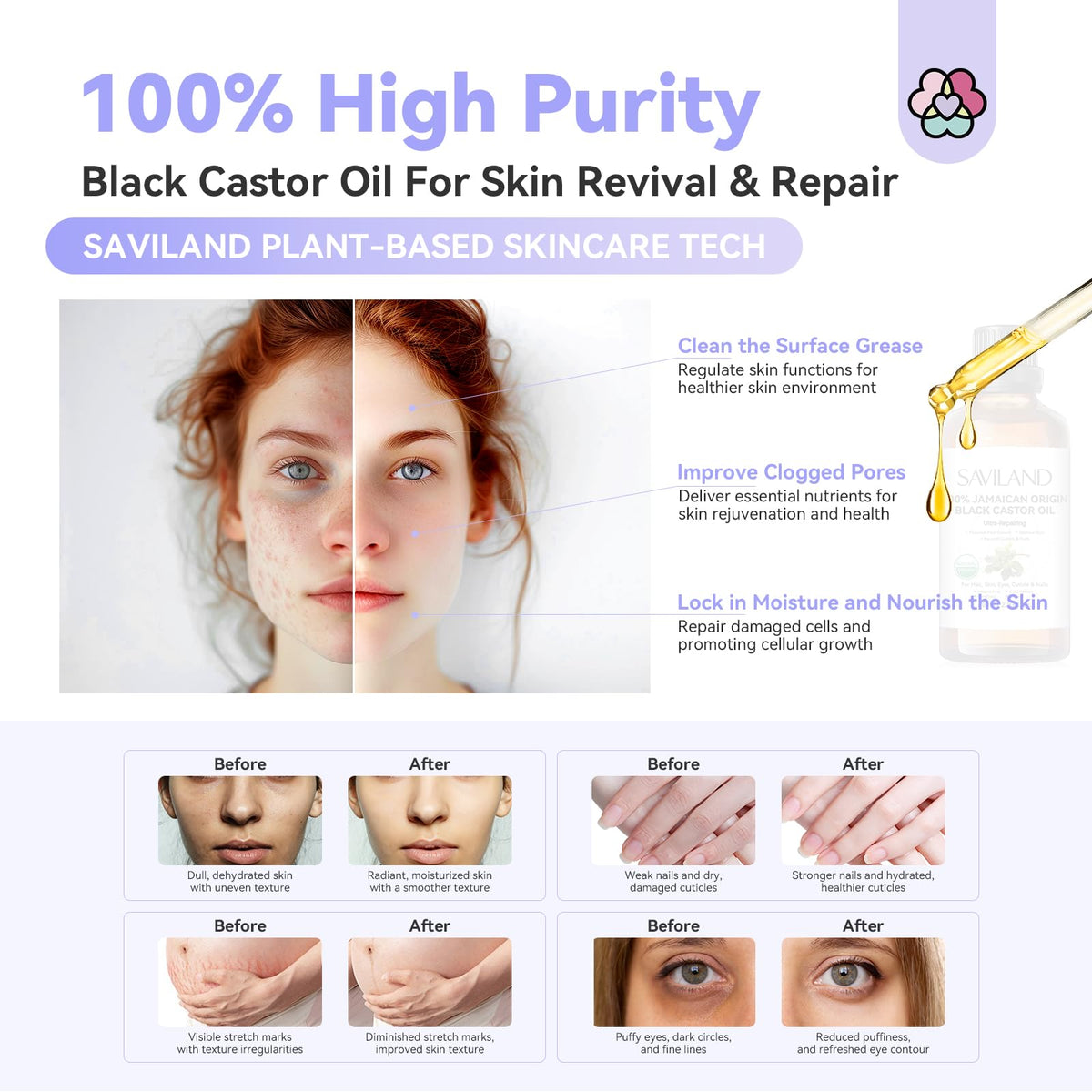 SAVILAND Jamaican Black Castor Oil with eyelash brush