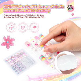 SAVILAND kids nail art kit showing assorted nail colours and patterns