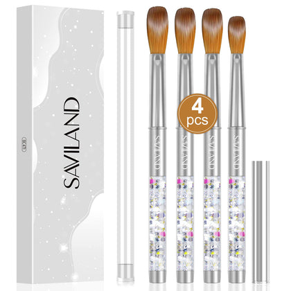 SAVILAND Kolinsky Acrylic Nail Brush Set sizes 6, 10, 12, 14 front view