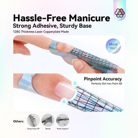 SAVILAND Long Length Nail Forms in use on a manicured hand