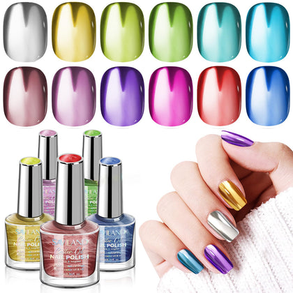 SAVILAND Metallic Nail Polish Set with 12 colours and base coat