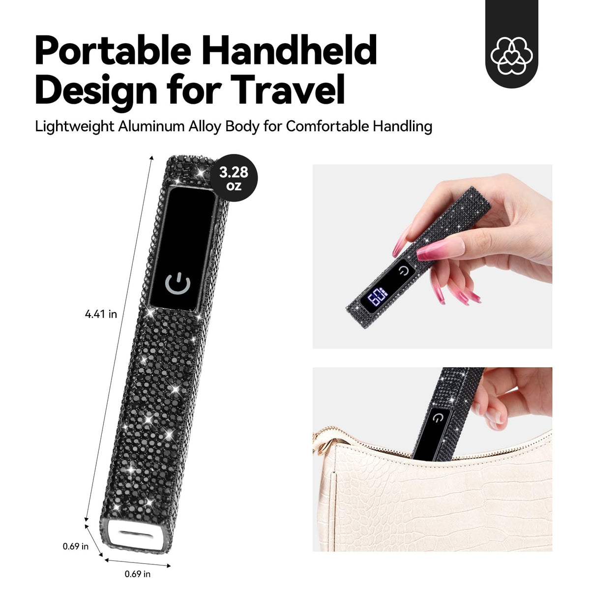 SAVILAND Mini Handheld UV Light with rhinestones on nails