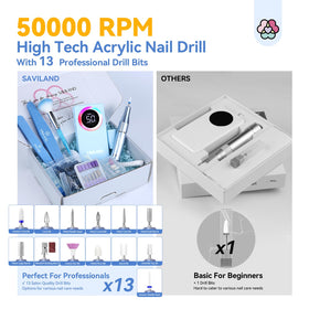 SAVILAND Nail Drill in use for acrylic nails