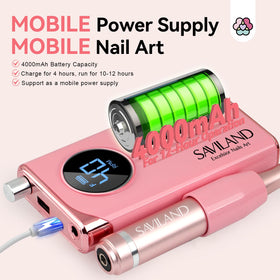 SAVILAND Nail Drill kit showing backside clip and rotary knob