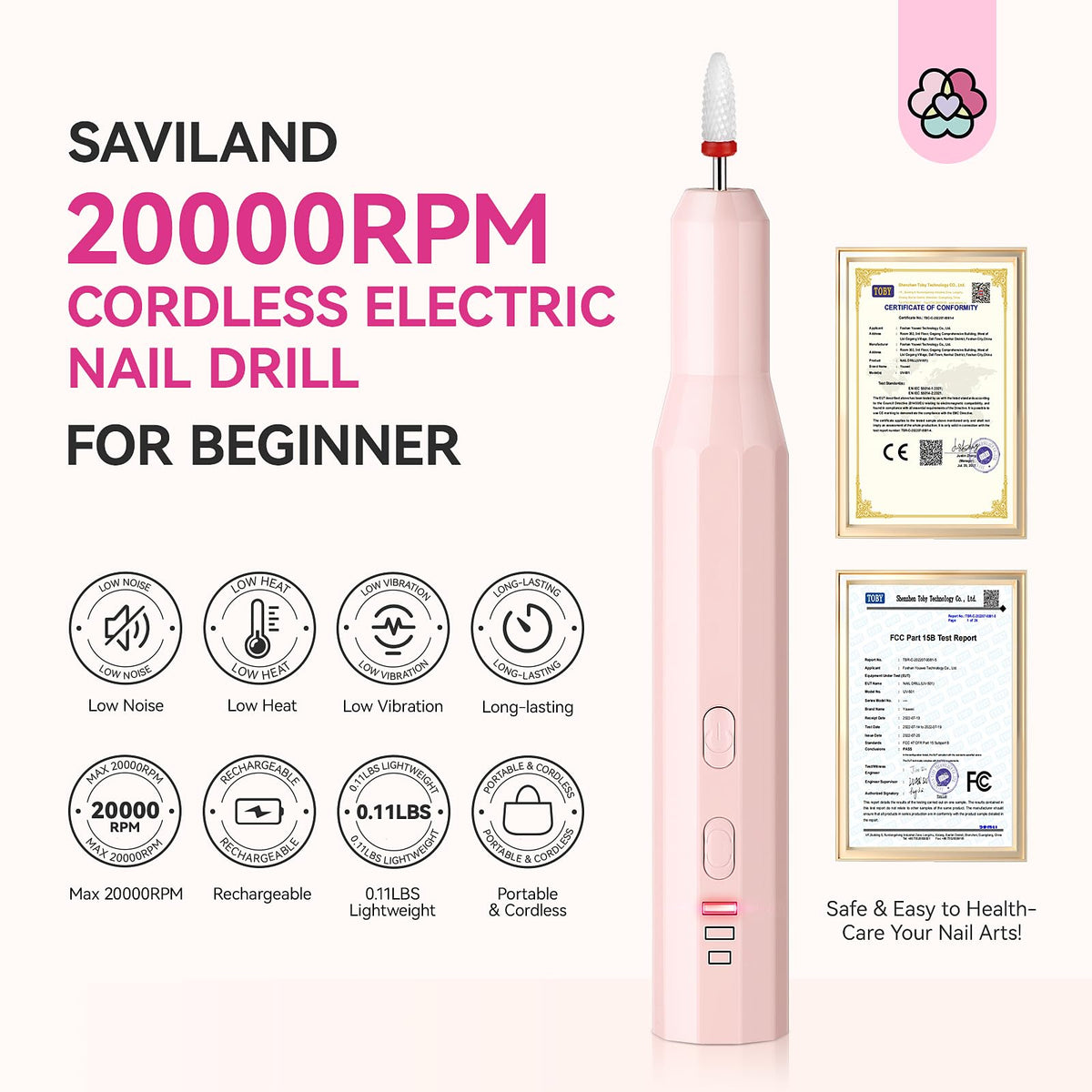 SAVILAND nail drill showing ergonomic design