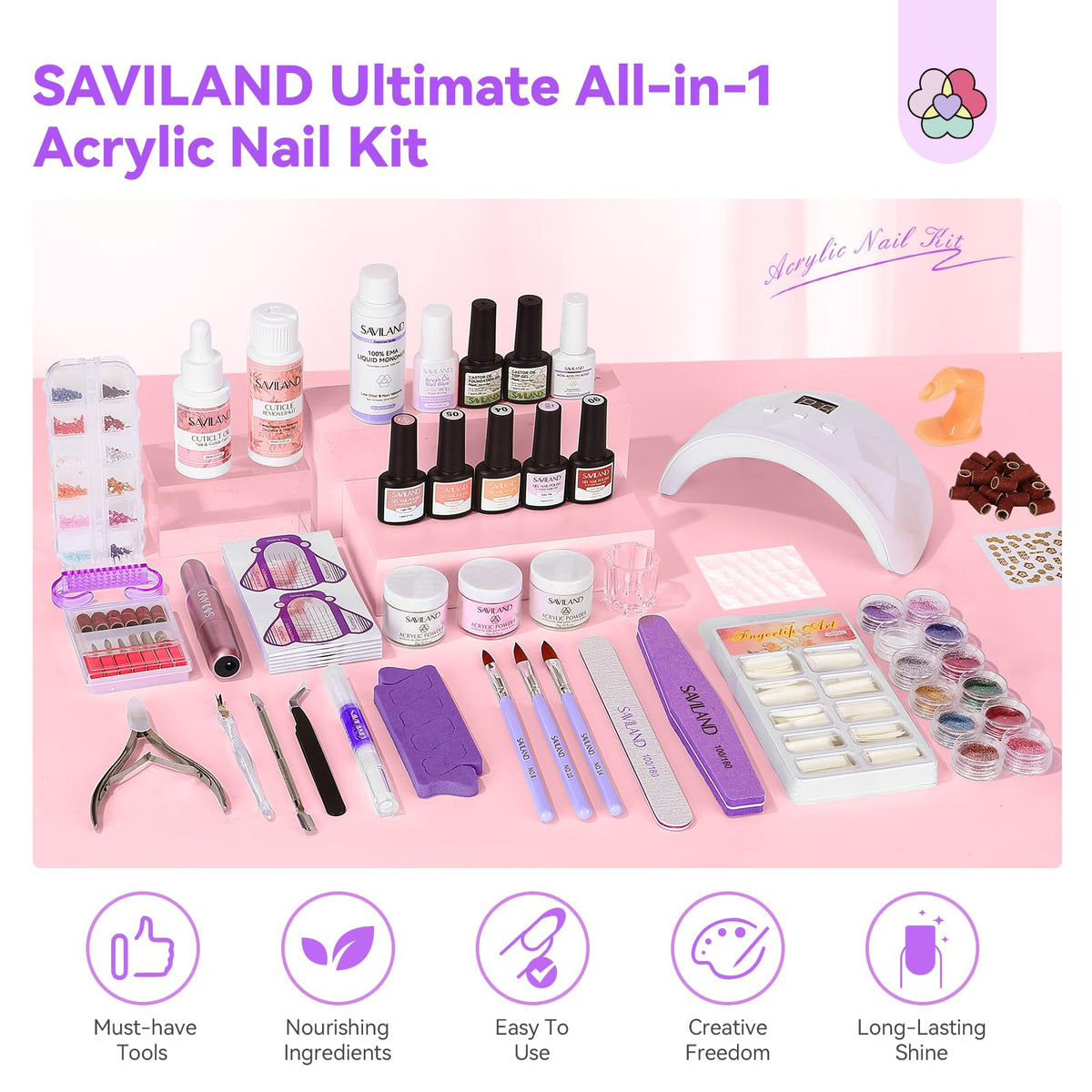 SAVILAND nail lamp included in the acrylic nail kit