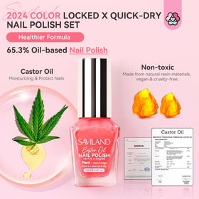 SAVILAND nail polish set displayed with natural ingredients