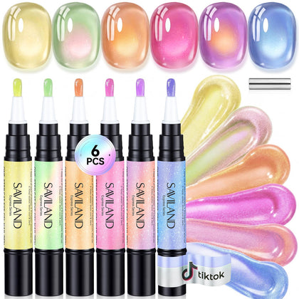 SAVILAND One-Step Cat Eye Gel Nail Polish Pen in Yellow