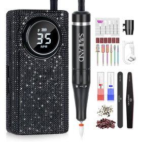 SAVILAND Portable Electric Nail Drill front view with black crystal finish