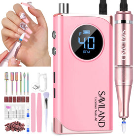 SAVILAND Professional Nail Drill Kit pink model front view