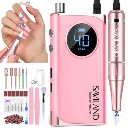 SAVILAND Professional Nail Drill Kit pink model front view