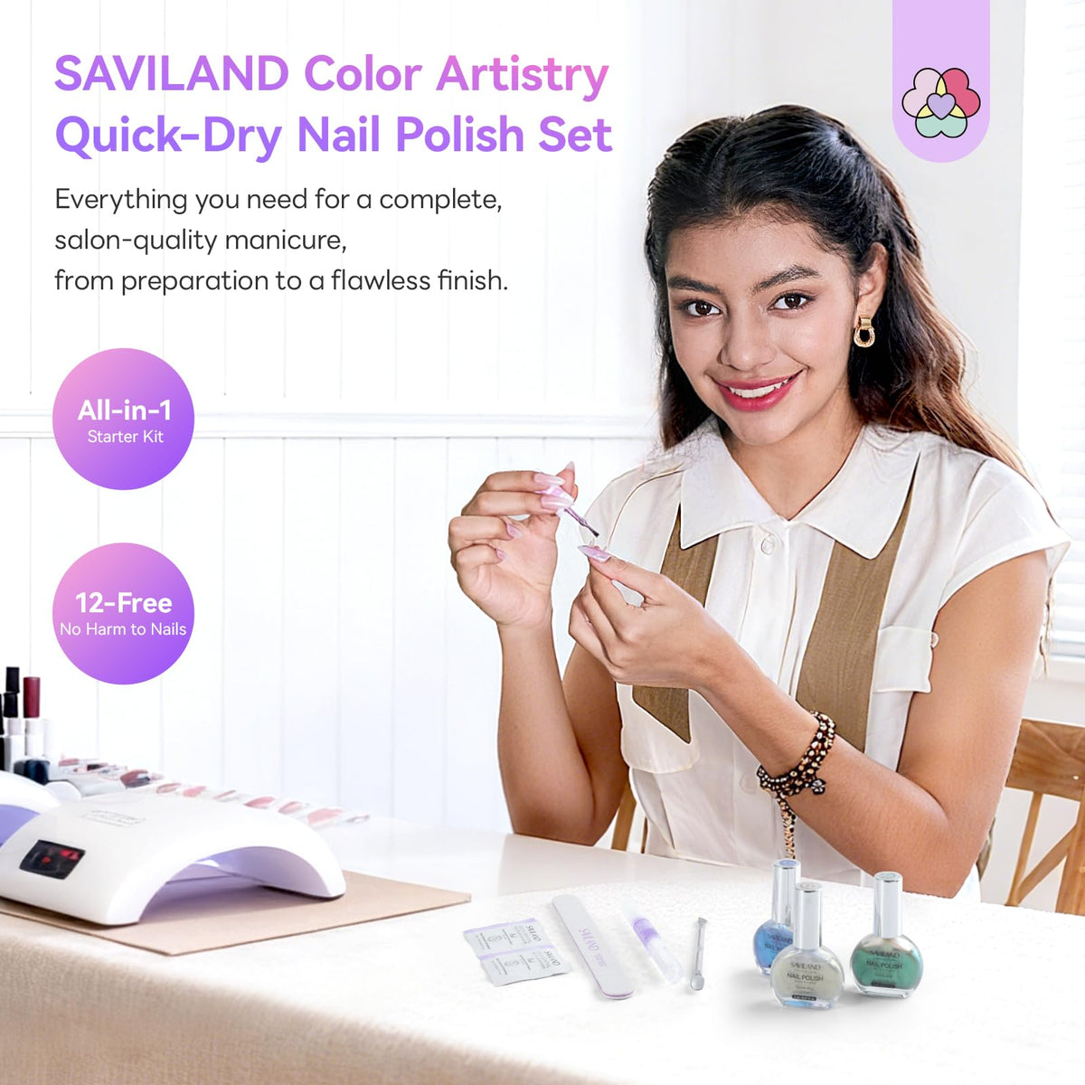 SAVILAND Quick-Dry Aurora Nail Polish Kit packaging