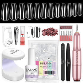 SAVILAND Short Coffin Gel Nail Extension Kit front view with 500 tips