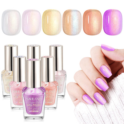 SAVILAND Soft Pearl Nail Polish Set with six colours front view