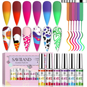 SAVILAND Temperature Colour Change Gel Nail Polish Set front view with six bottles