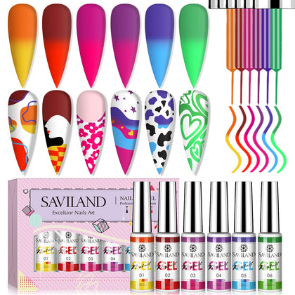 SAVILAND Temperature Colour Change Gel Nail Polish Set front view with six bottles