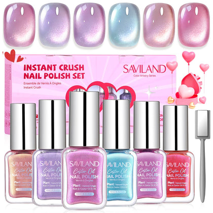 SAVILAND Valentine Nail Polish Set with 6 pink and lilac shades