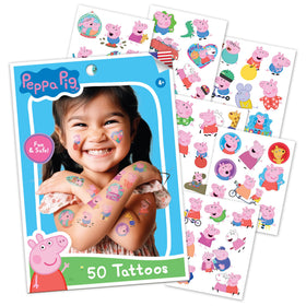 Savvi Peppa Pig temporary tattoos front view with vibrant designs