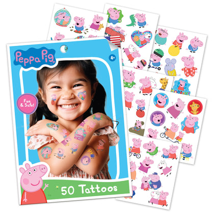Savvi Peppa Pig temporary tattoos front view with vibrant designs