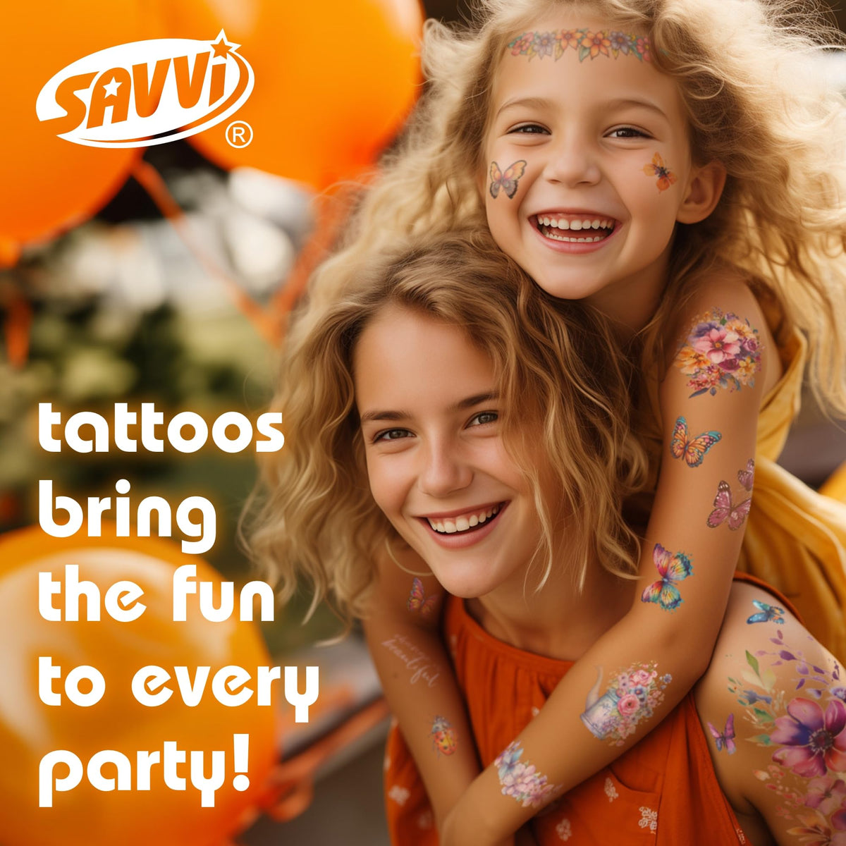 Savvi Peppa Pig temporary tattoos in use at a birthday party