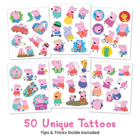 Savvi Peppa Pig temporary tattoos showing various characters