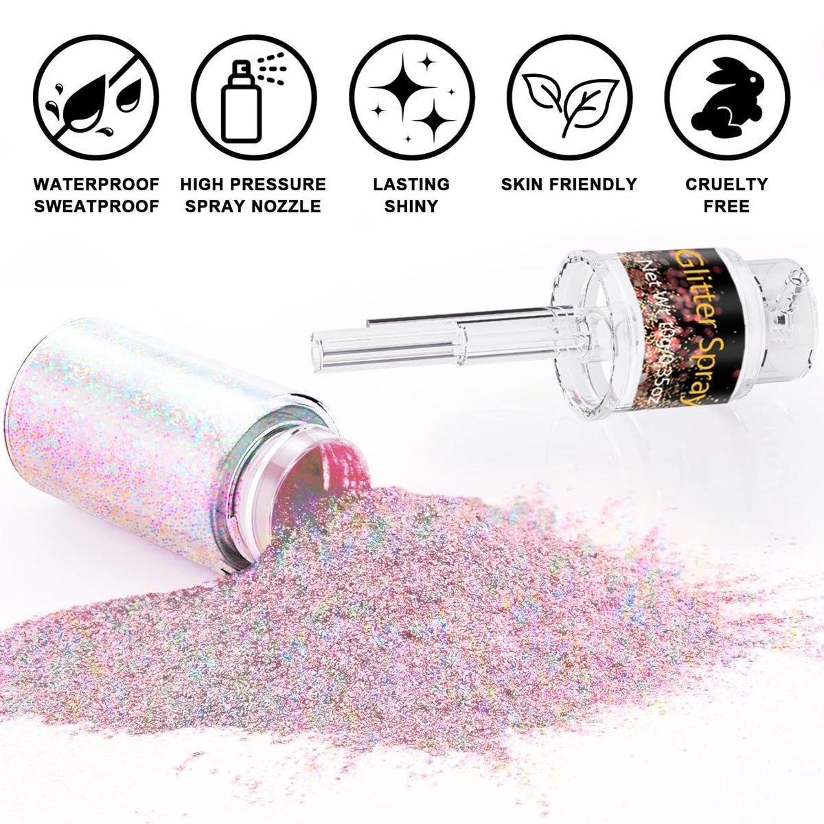 Scarman Hair and Body Glitter Spray 23g pump nozzle close-up