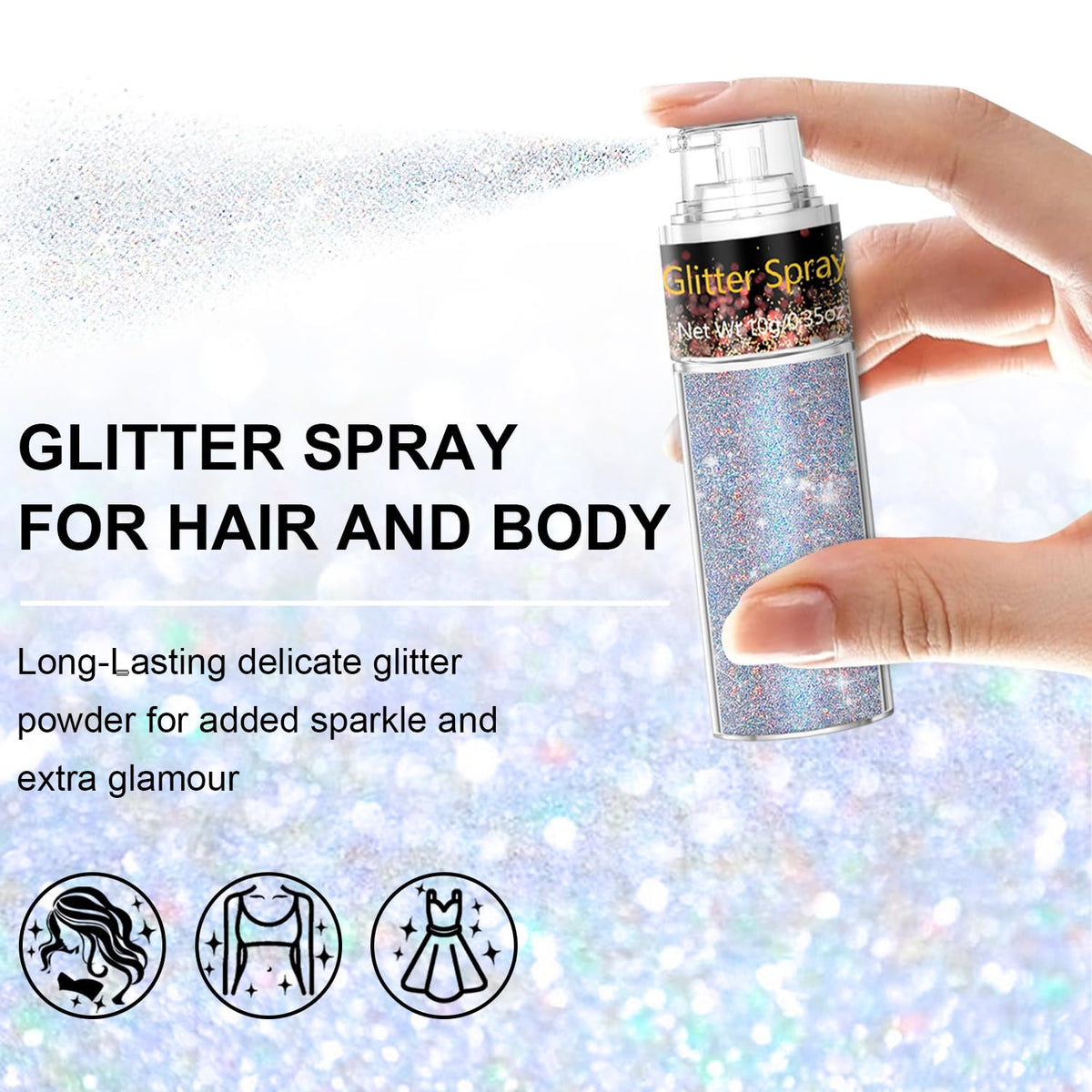 Scarman Hair and Body Glitter Spray 30g back view