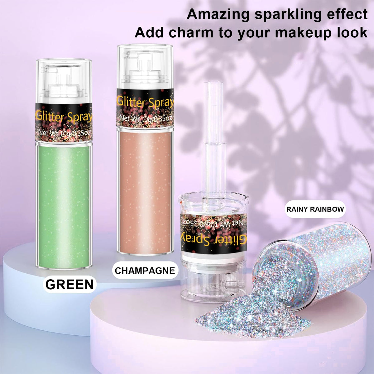Scarman Hair and Body Glitter Spray 30g in use on skin
