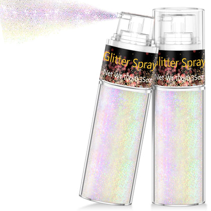 Scarman Hair and Body Glitter Spray front view with iridescent-violet glitter
