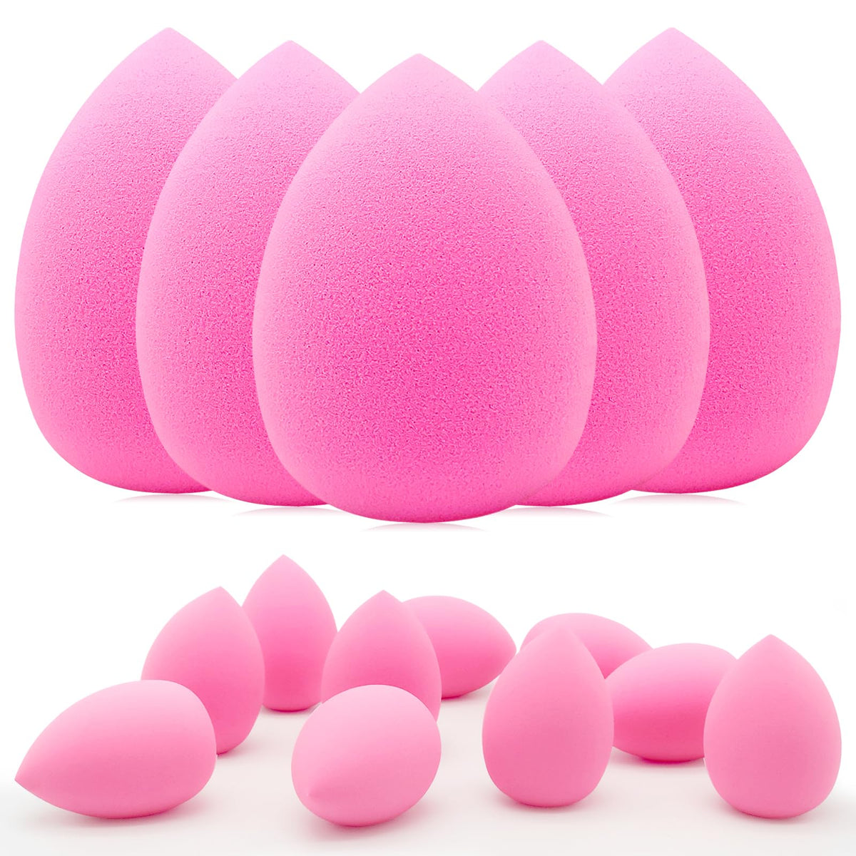 Scartink 12-piece makeup sponge set in pink, front view