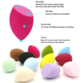 Scartink teardrop and beveled makeup sponges side by side